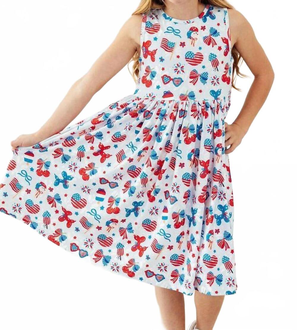 NEW MILA & ROSE tank twirl dress in little miss liberty